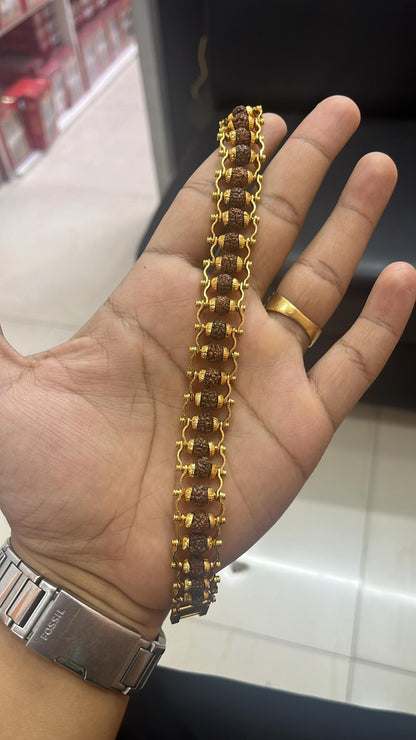 Gold Plated Rudraksha Bracelet – Style with Spiritual Energy
